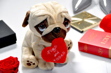 Hearts and Kisses Pug Soft Toy - 20cm