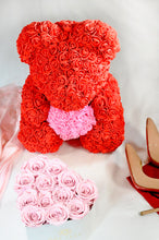 heart rose teddy bear, red pink heart next day delivery london